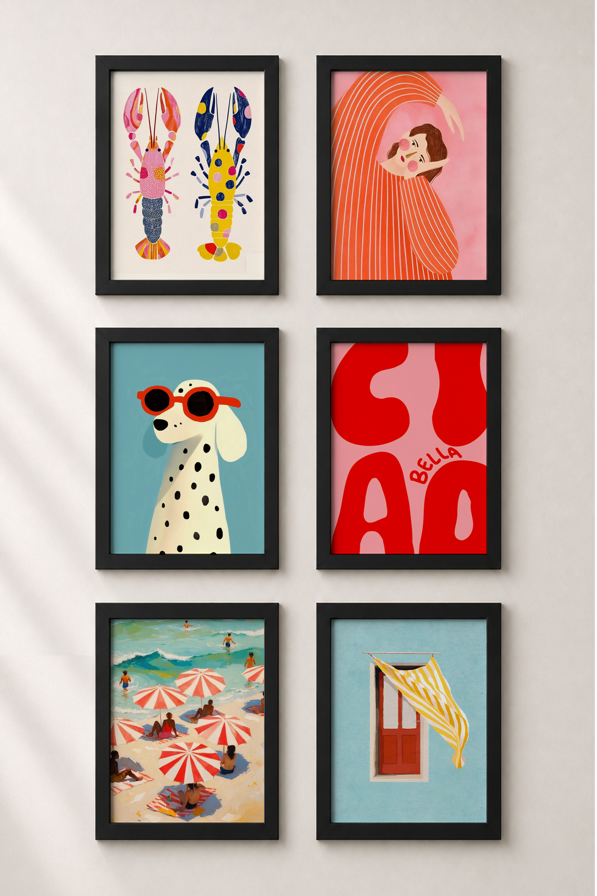 6 Pieces Black Wooden Framed Painting Framed Poster Artistic Modern Wall Decor (SIX02)