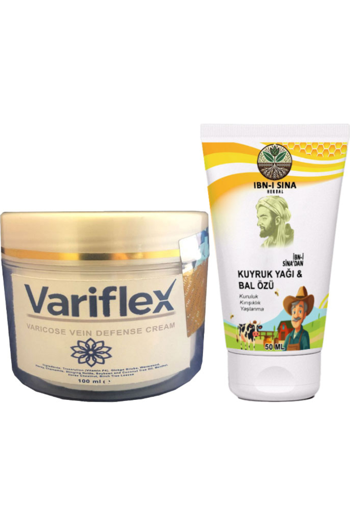 Bezos Variflex Yoğun Özel 100 ml Krem + İbn-i Sina Kuyruk Yağ &Bal Özü Krem — GU-EYF-21455-AGC01