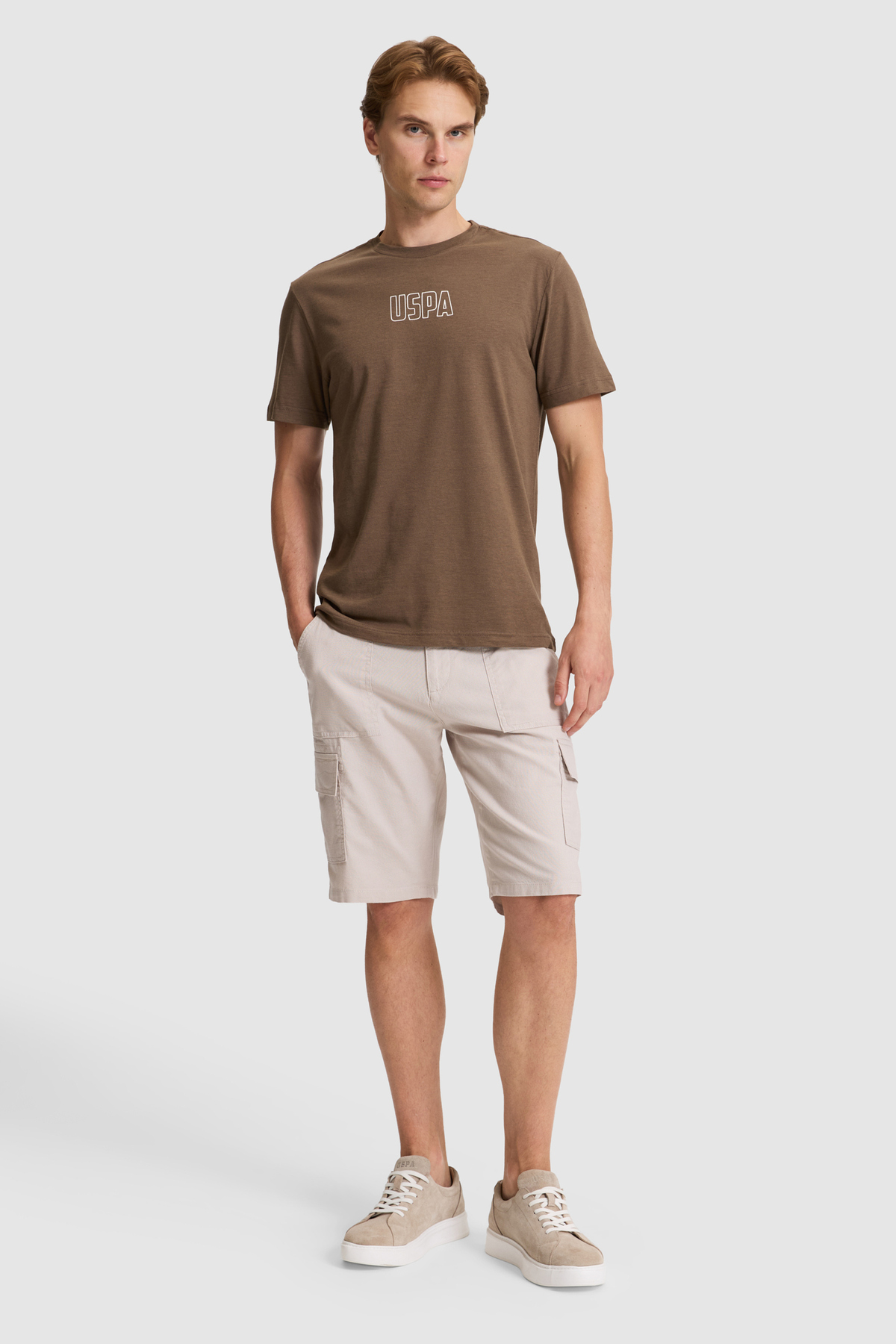 U.S. Polo Assn. Erkek Kahverengi Regular Fit Bisiklet Yaka Tişört 50327159-VR029 görsel 4