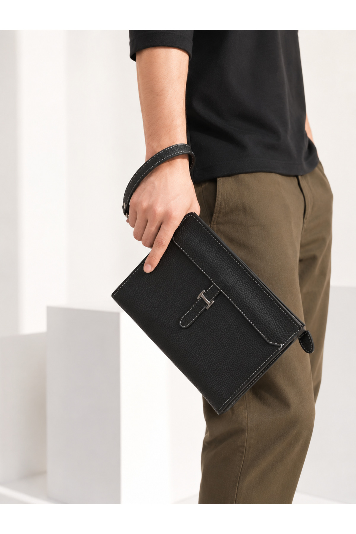 DİAMOND OUTLET Erkek Clutch El Çantası Çok Gözlü Fermuarlı Şık Portföy Çanta Günlük Kullanım