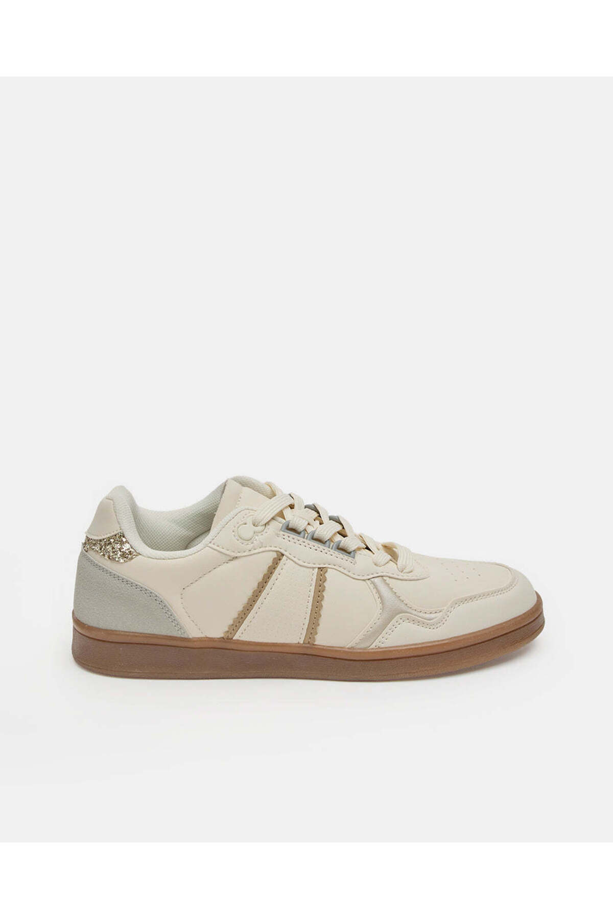 REDTAG Women Beige Textured Lace-Up Sneakers