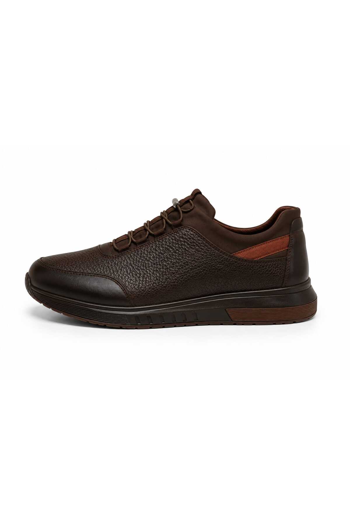KİNGLE Premium Erkek Suni Deri Casual Sneaker, Kahverengi Konforlu Günlük Ayakkabı görsel 5