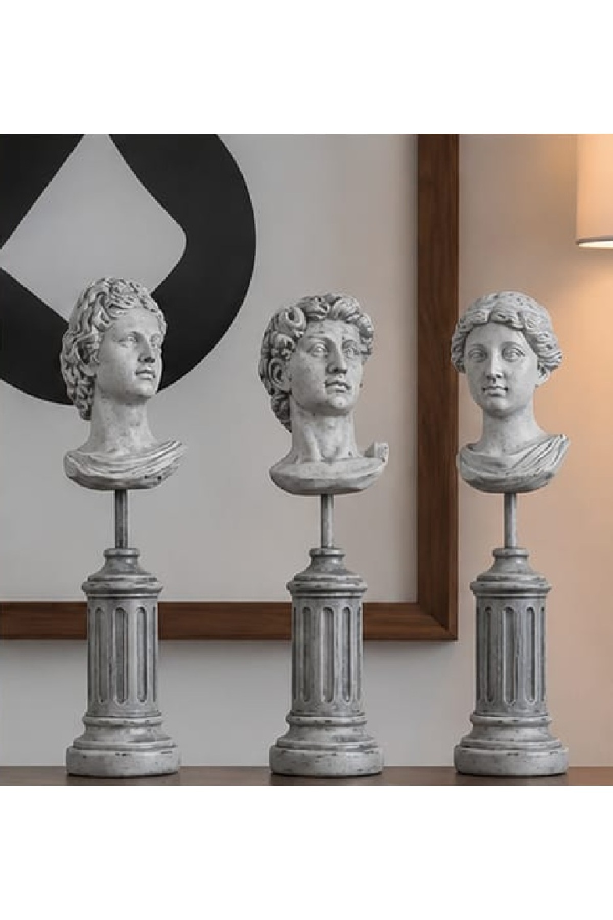 High Pedestal Ancient Roman Figures Busts Oversized Sculpture 30 CM