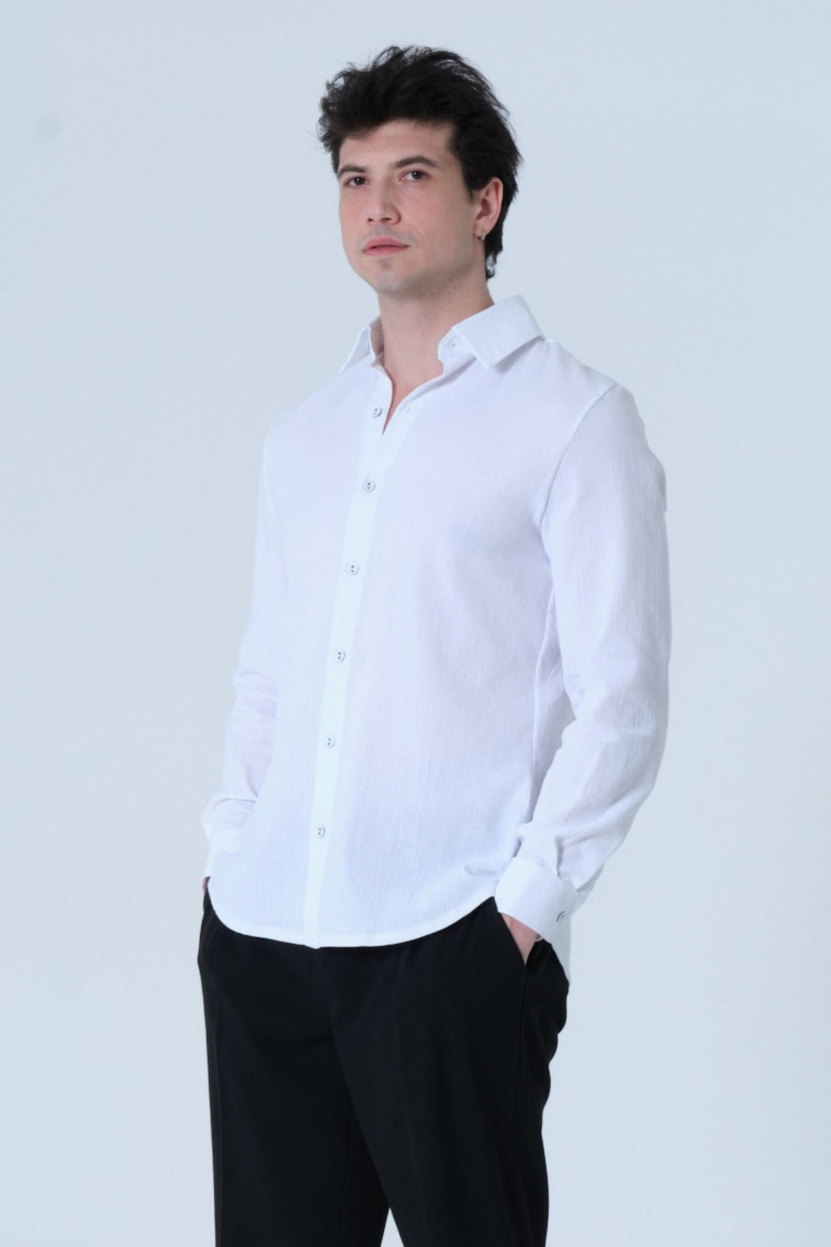 RELAXL 10XL %100 Pamuk Rahat Kesim Yazlık Beyaz Erkek Gömlek görsel 5