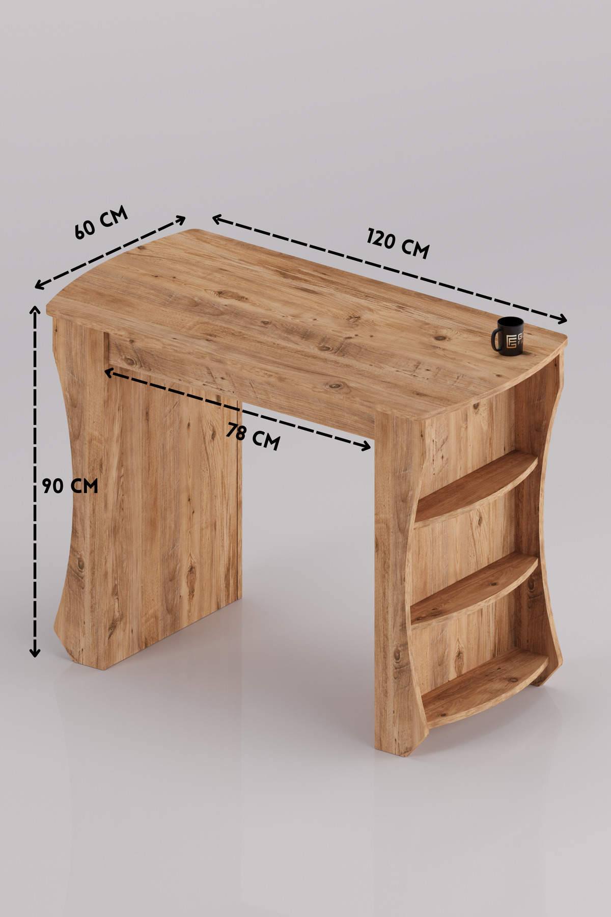 Mutfak Masası Mutfak Adası Ada Masa Bar Masası Kahvaltı Masası Raflı Çok Amaçlı Dolap Modern Masa 120x60 cm 9836 Atlantik Çam görsel 5