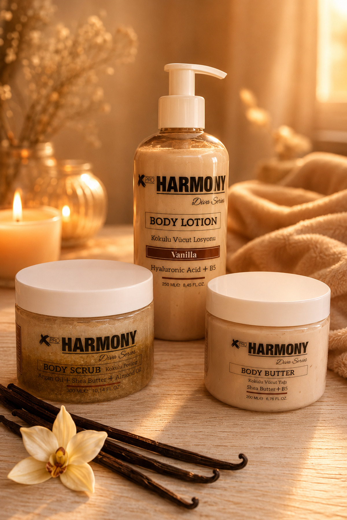 Vanilla Ritüeli 3’lü Vücut Bakım Seti 750 ml | Body Scrub + Body Lotion + Body Butter — PH-VRS-VAN-750 — تصویر 6 از 6
