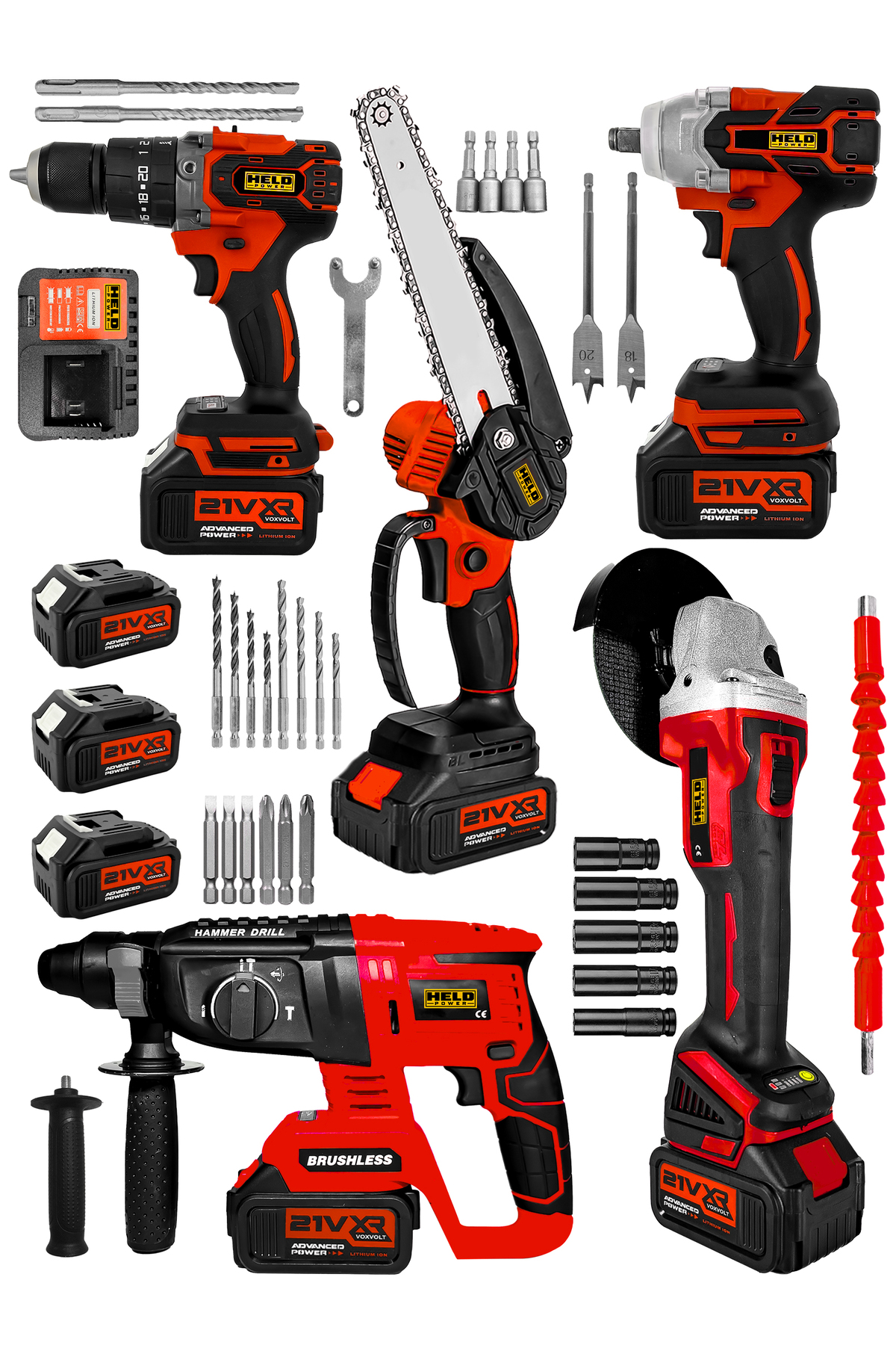 held power 21V XR Kömürsüz Profesyonel 5'li Kombo Set (Darbeli