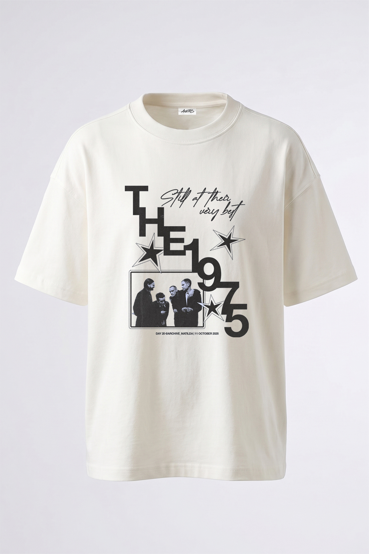 Anetos The 1975 Design Printed Oversize White T-Shirt
