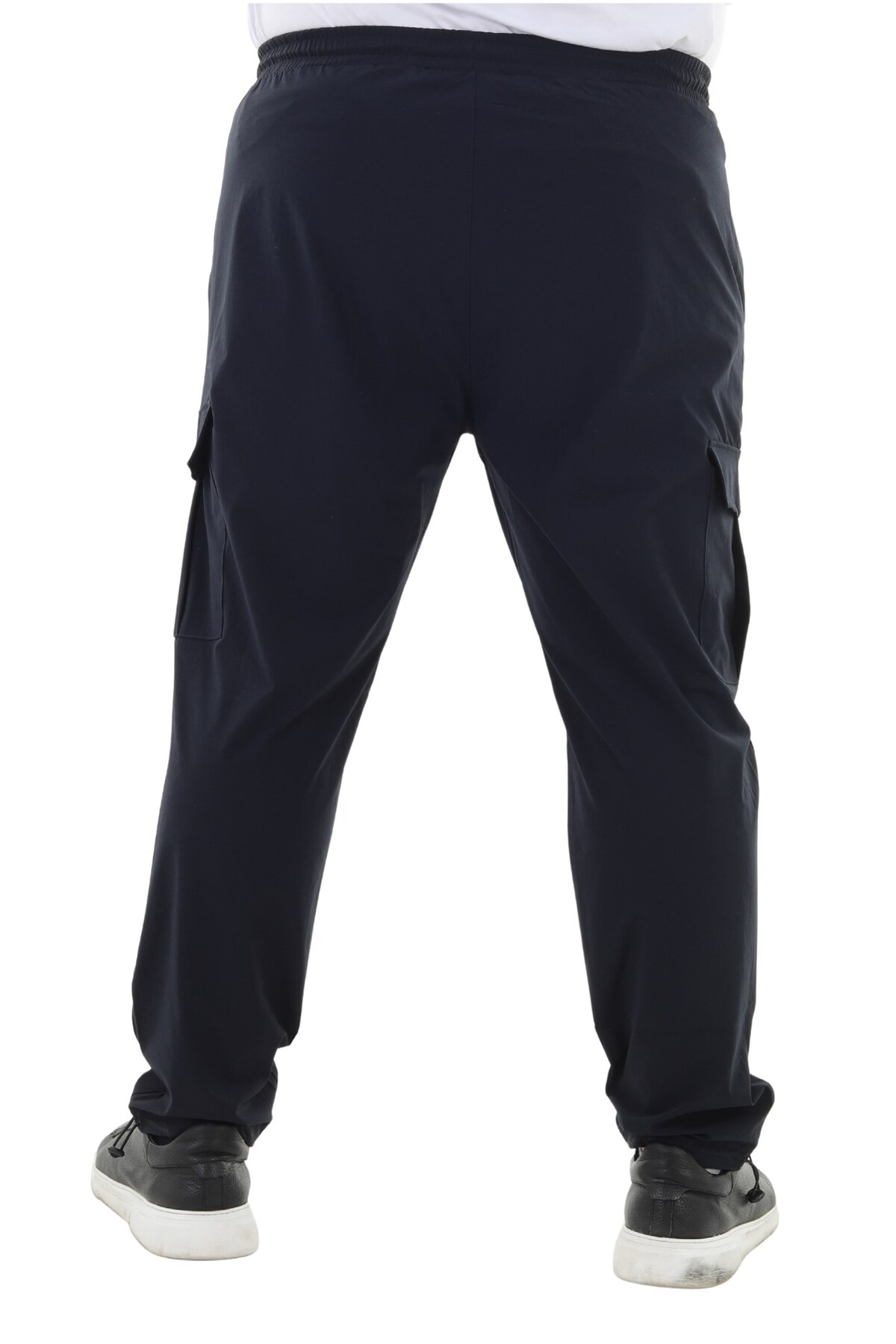 marufshop Erkek Büyük Beden Kargo Cepli Likralı Paraşüt Kumaş Pantolon/Eşofman Alt Lacivert görsel 3