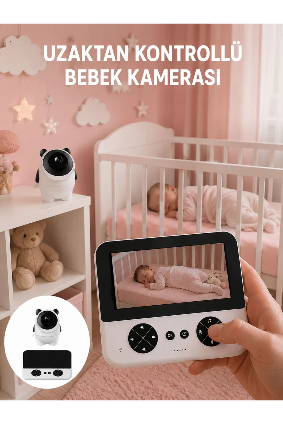 Geniş Ekranlı Bebek Monitörü Ağlama Algılama Özellikli Yeni Nesil