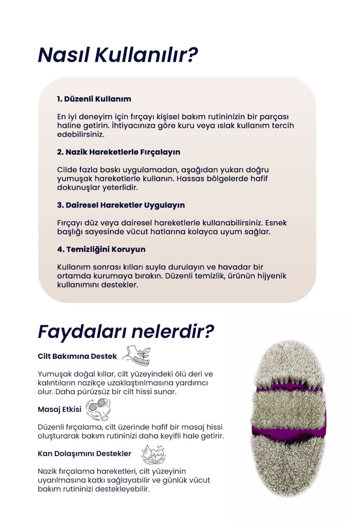 %100 At Kılı Selülit Fırçası Mor Renk — SLTFR001 — تصویر 3 از 3