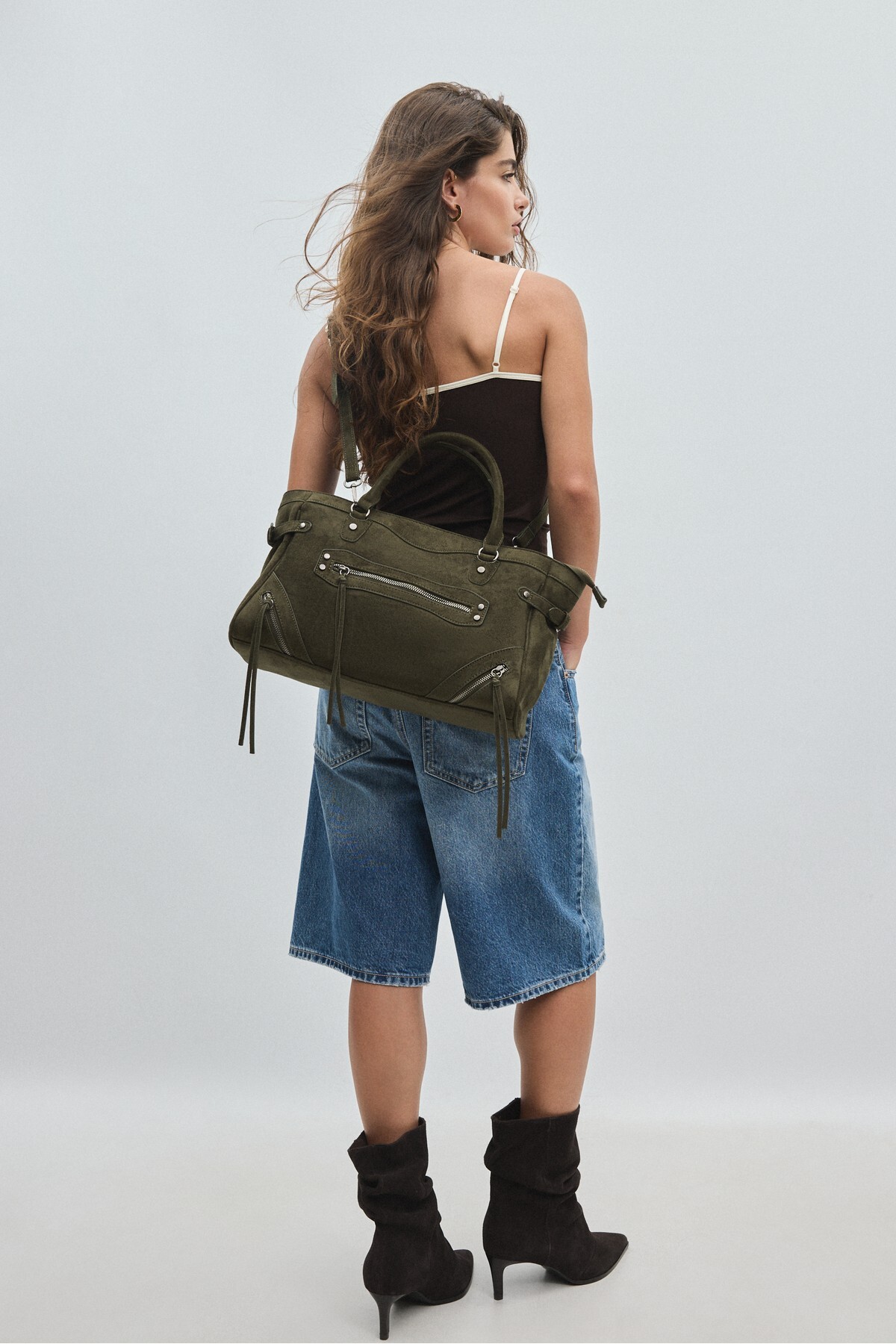 Stradivarius Fermuar detaylı city çanta görsel 4