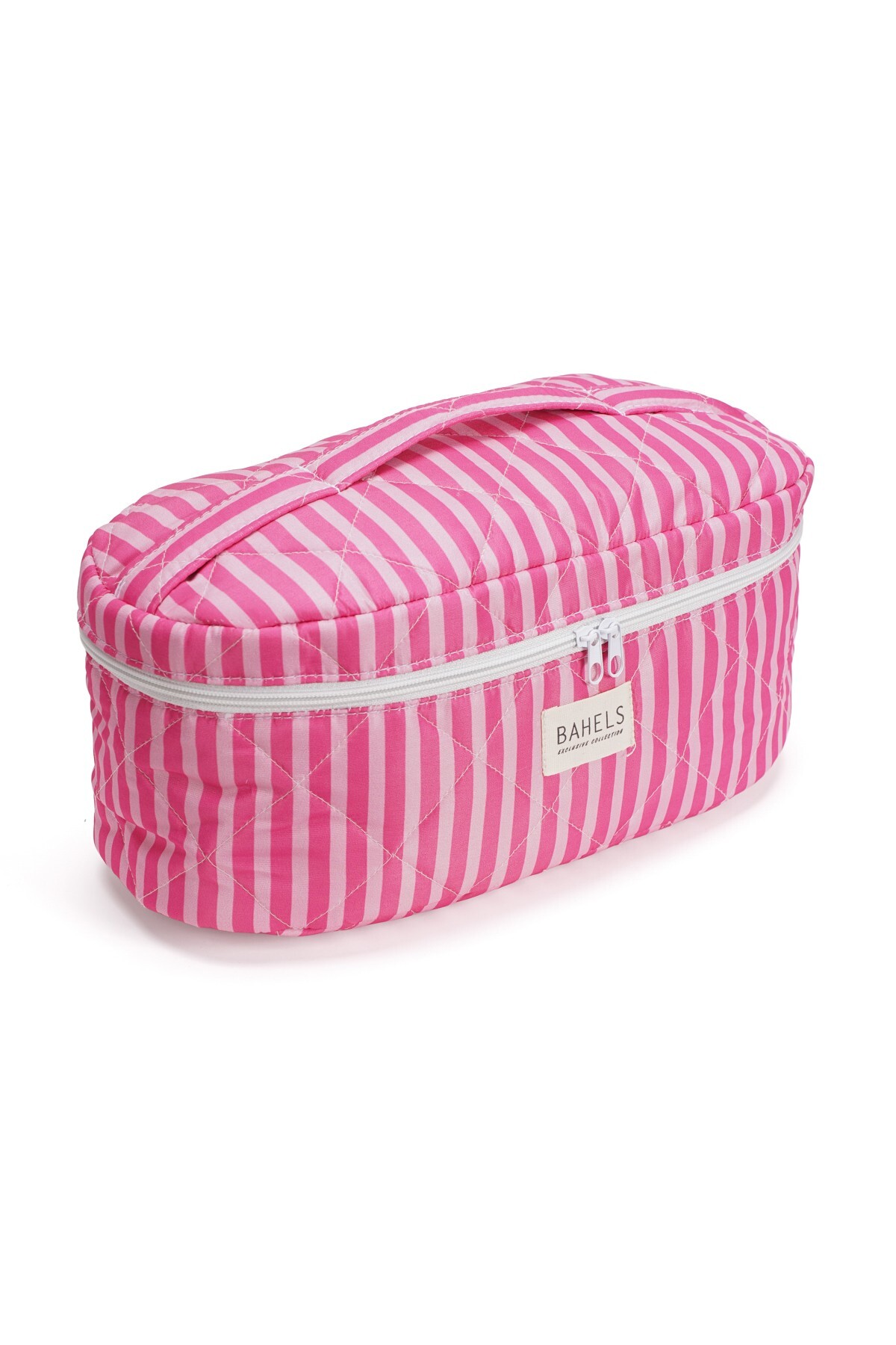 Pembe Çizgili Airwrap Uyumlu Içi Bölmeli Tüm Saç Şekillendirici Için Xl Boy Çanta Seyahat Çantası — صورتی BHT-4514 — تصویر 2 از 5