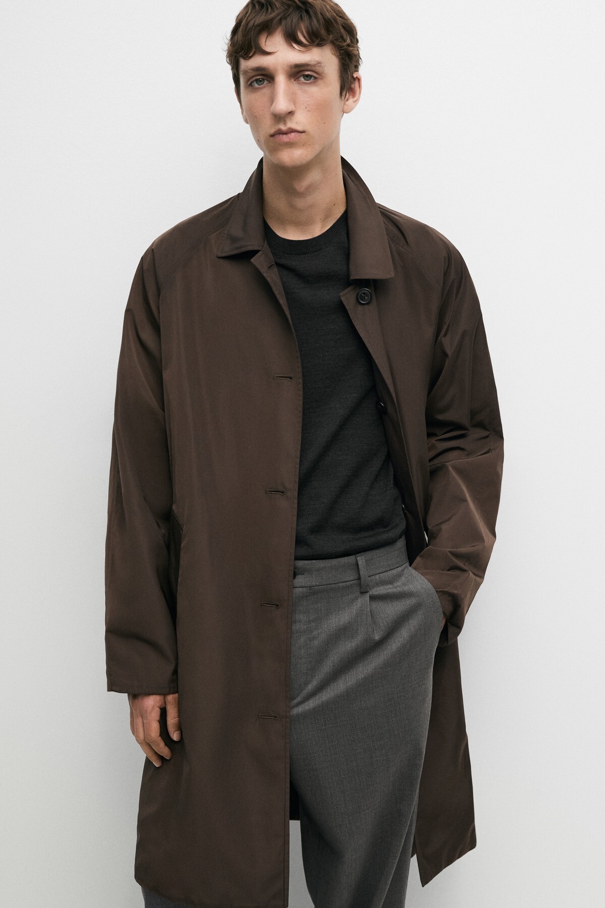 Massimo Dutti Uzun çift taraflı trençkot görsel 2