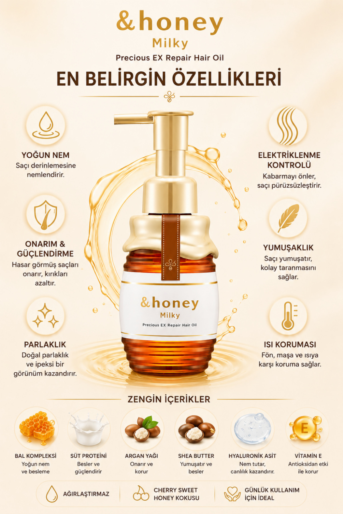 Milky Precious EX Repair Hair Oil 3.0 Saç Bakım Yağı 105 ml | Yoğun Nemlendirici ve Onarıcı — milkyoil — تصویر 2 از 5