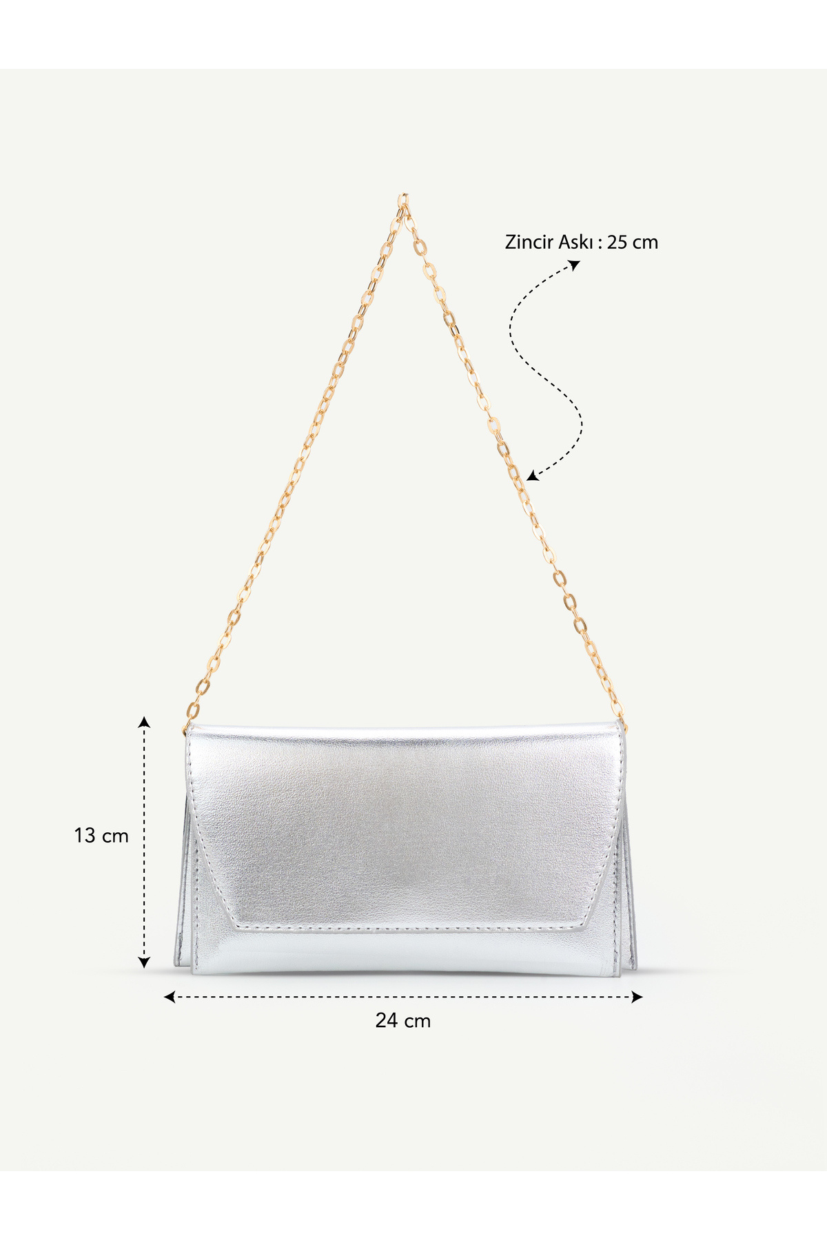 Nudia Sisi Zincir Askılı Mıknatıs Detaylı Zincir Askılı Kapaklı Kadın El ve Omuz Çantası, Şık Portföy Clutch görsel 5