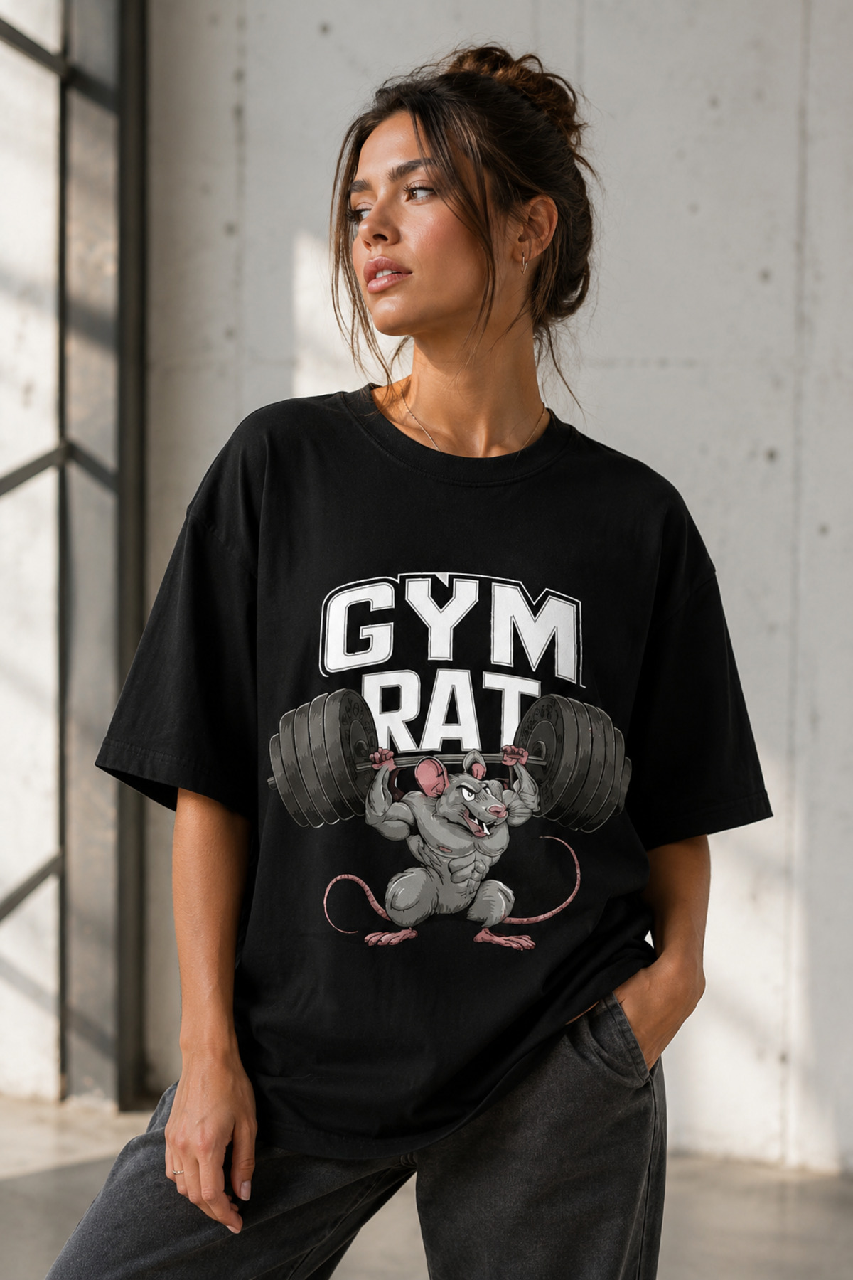 تی شرت مشکی یونیسکس Gym Rate Hot Farer Oversize 2