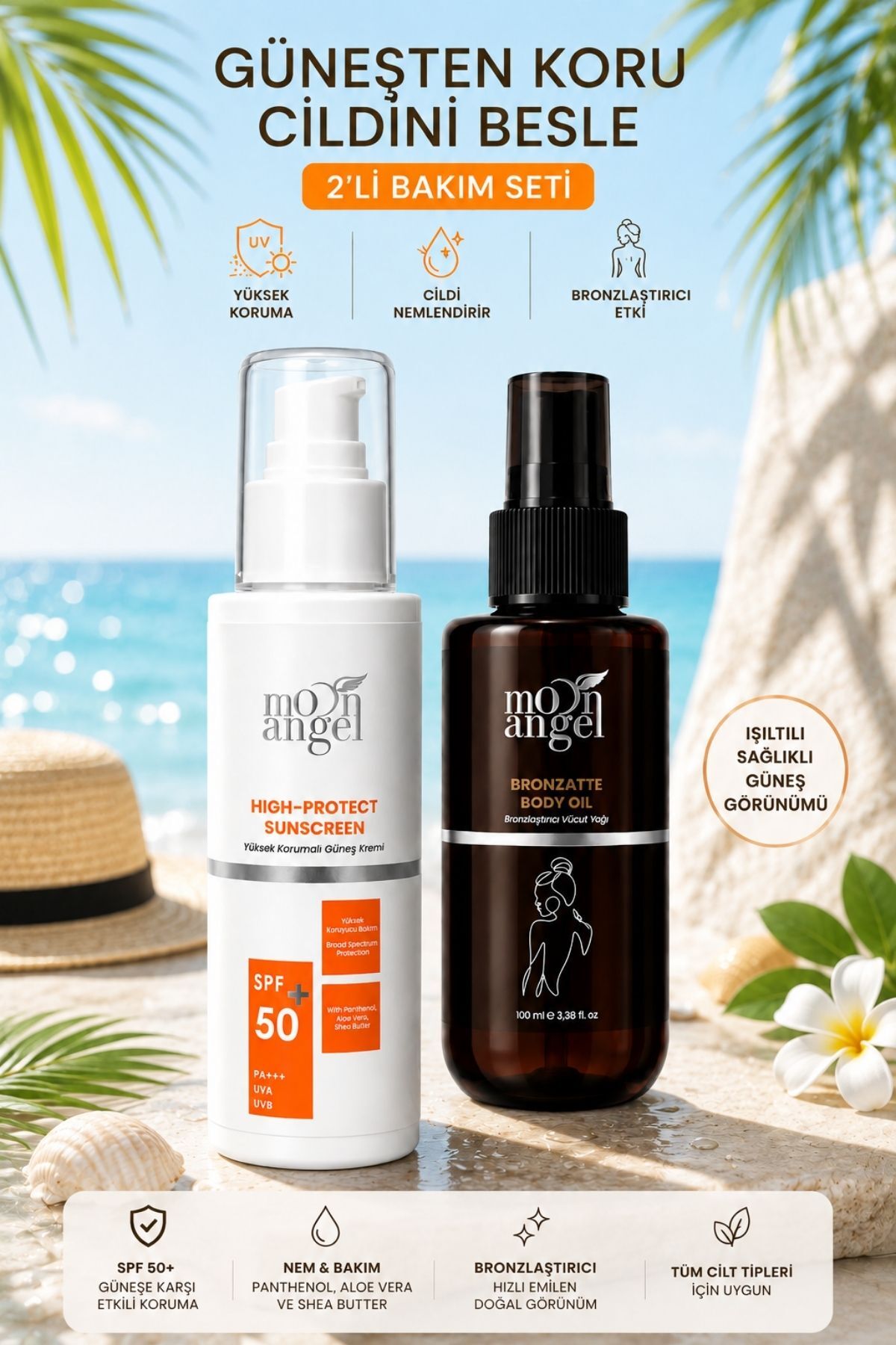 GÜNEŞTEN KORU SETİ Yüksek Korumalı Güneş Kremi - Bronzlaştırıcı Yağı — görsel 1