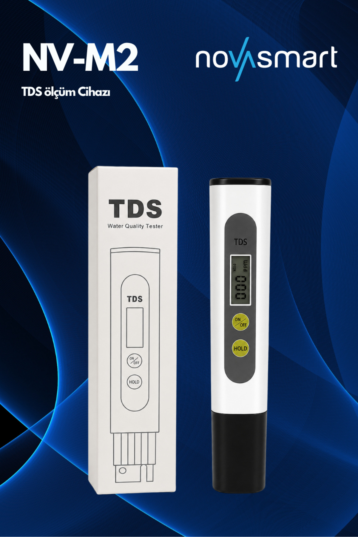 NV-TDSM2 متر دیجیتال TDS – دستگاه اندازه‌گیری کیفیت آب ۰–۹۹۰ ppm