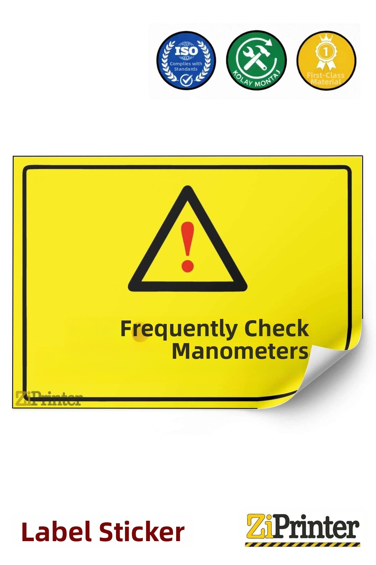 Manometer Sticker ZiPrinter Regularly Check the Manometers! Isg Warning Sign Sticker ...