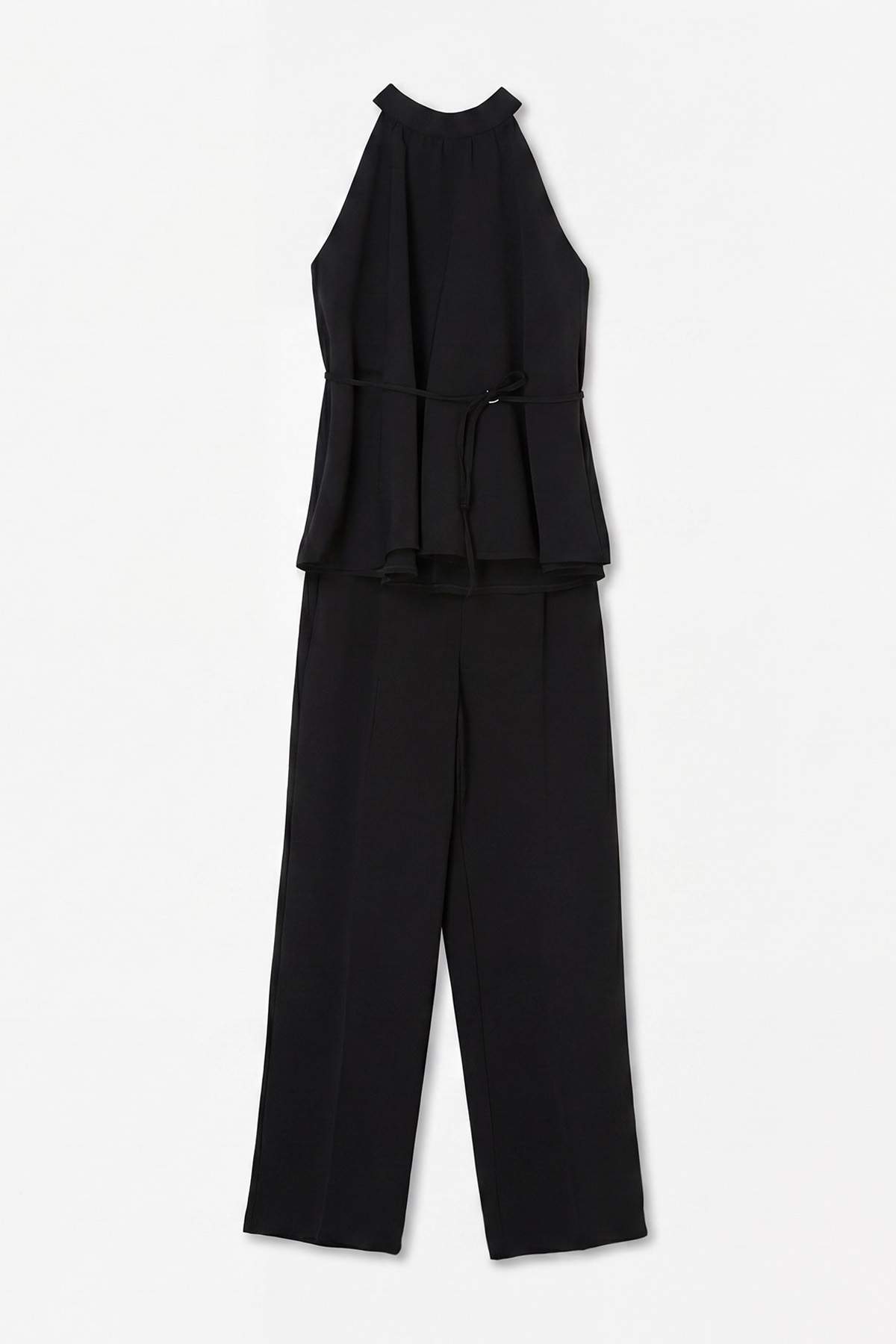 Drop by Trendyolmilla Siyah Beli İnce Kuşaklı ve Lastikli Geniş Kesim Bluz Pantolonlu İkili Takım TDRSS26AU00057