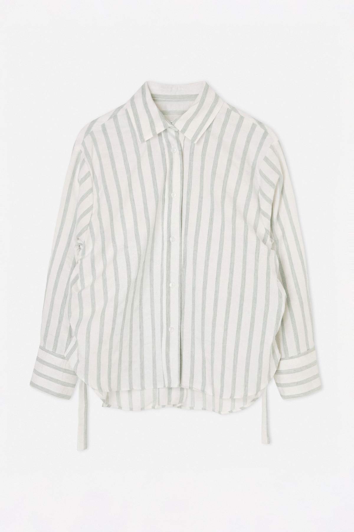Drop by Trendyolmilla Beyaz Yeşil Kalın Çizgili Rahat Kalıp Gömlek TDRSS26GO00101