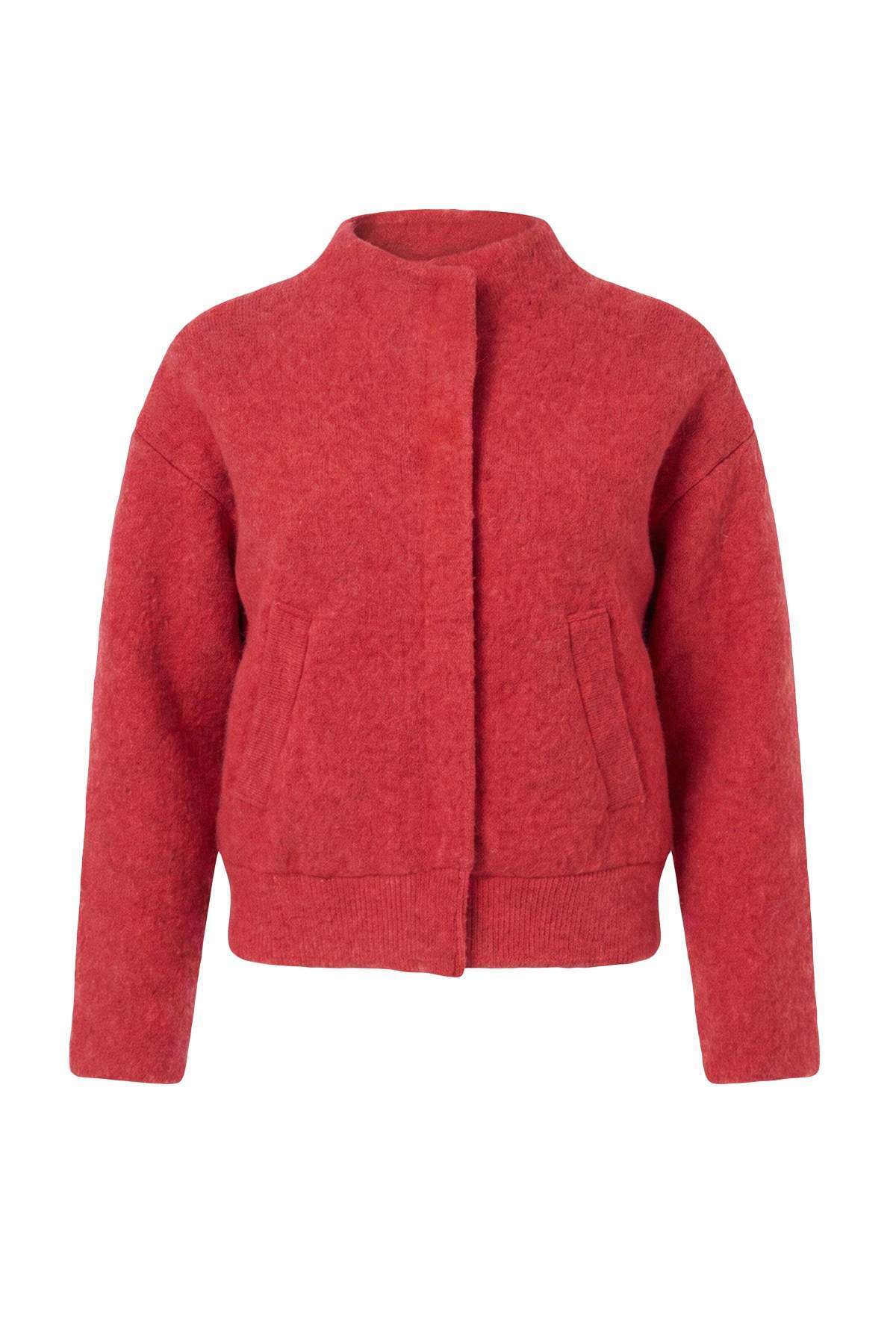 Trendyol Kollektion Rote, weich strukturierte Oversize-Strickjacke TWOAW27HI0...