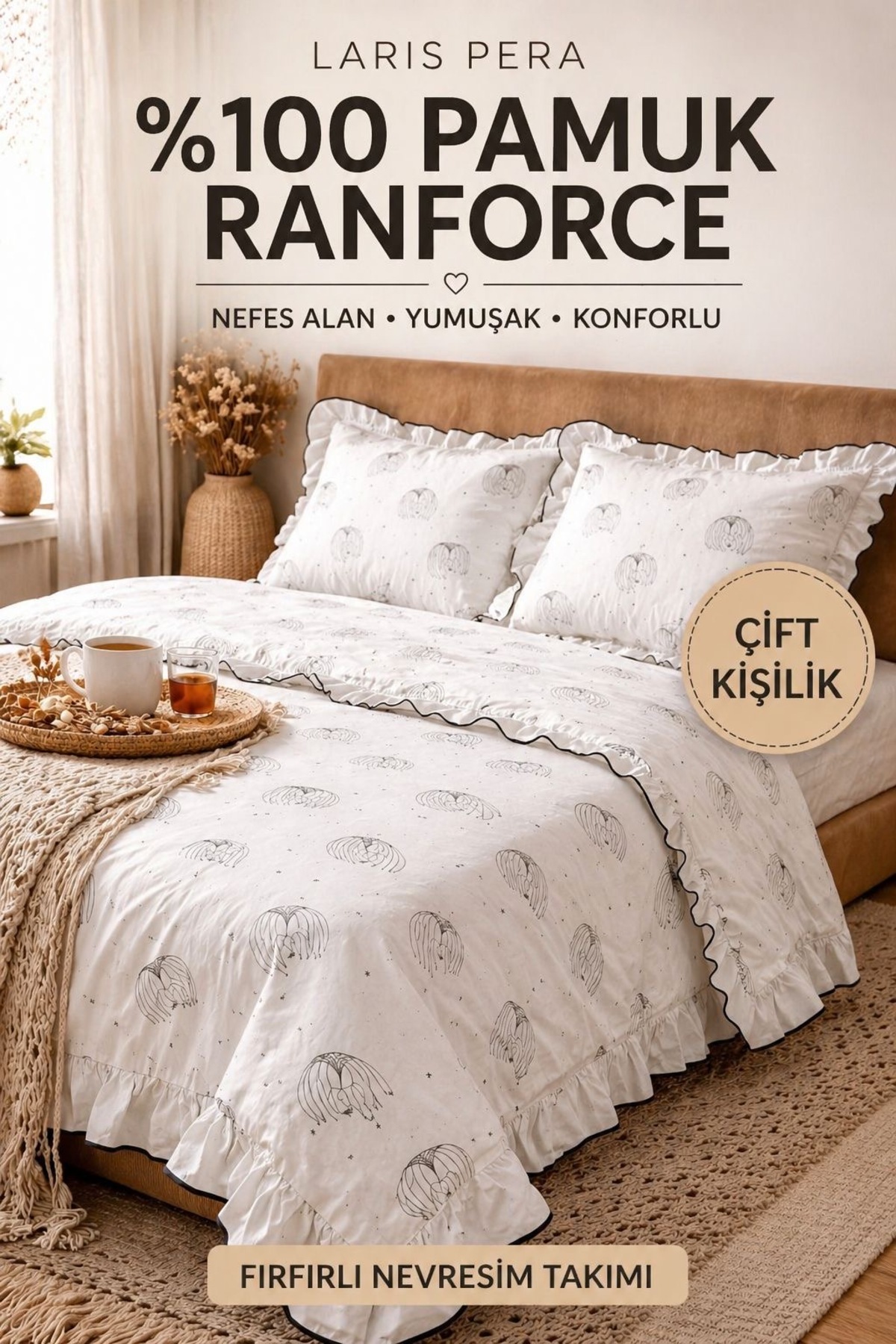 100% Cotton Ranforce Double Duvet Cover Set Frilly Soft Breathable Avatar Pattern