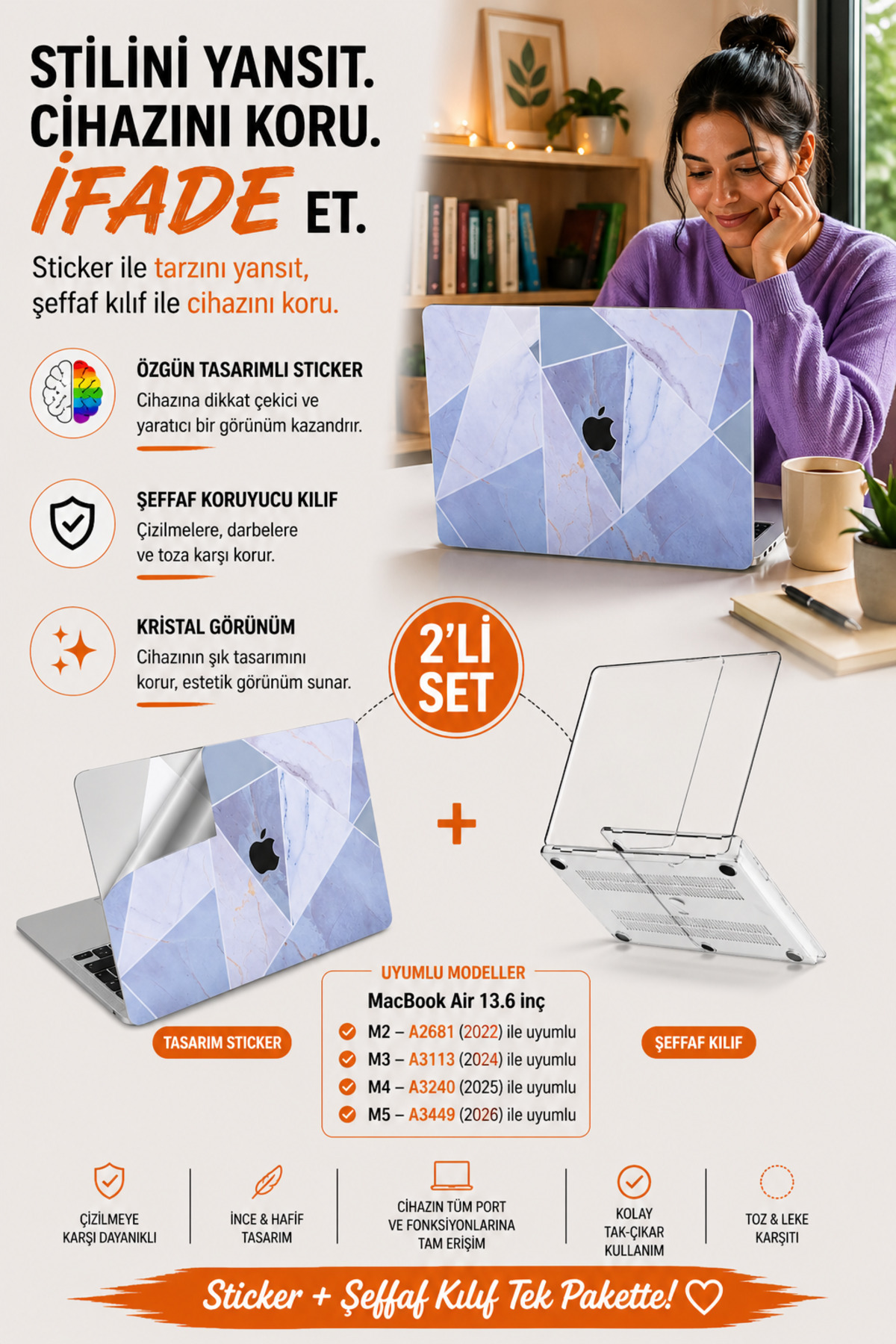 Macbook Air Case M2-m3-m4 13.6inch Bonding Coating Marble14 (13.6” AİR) A2681 A3113 A3240 Compatible