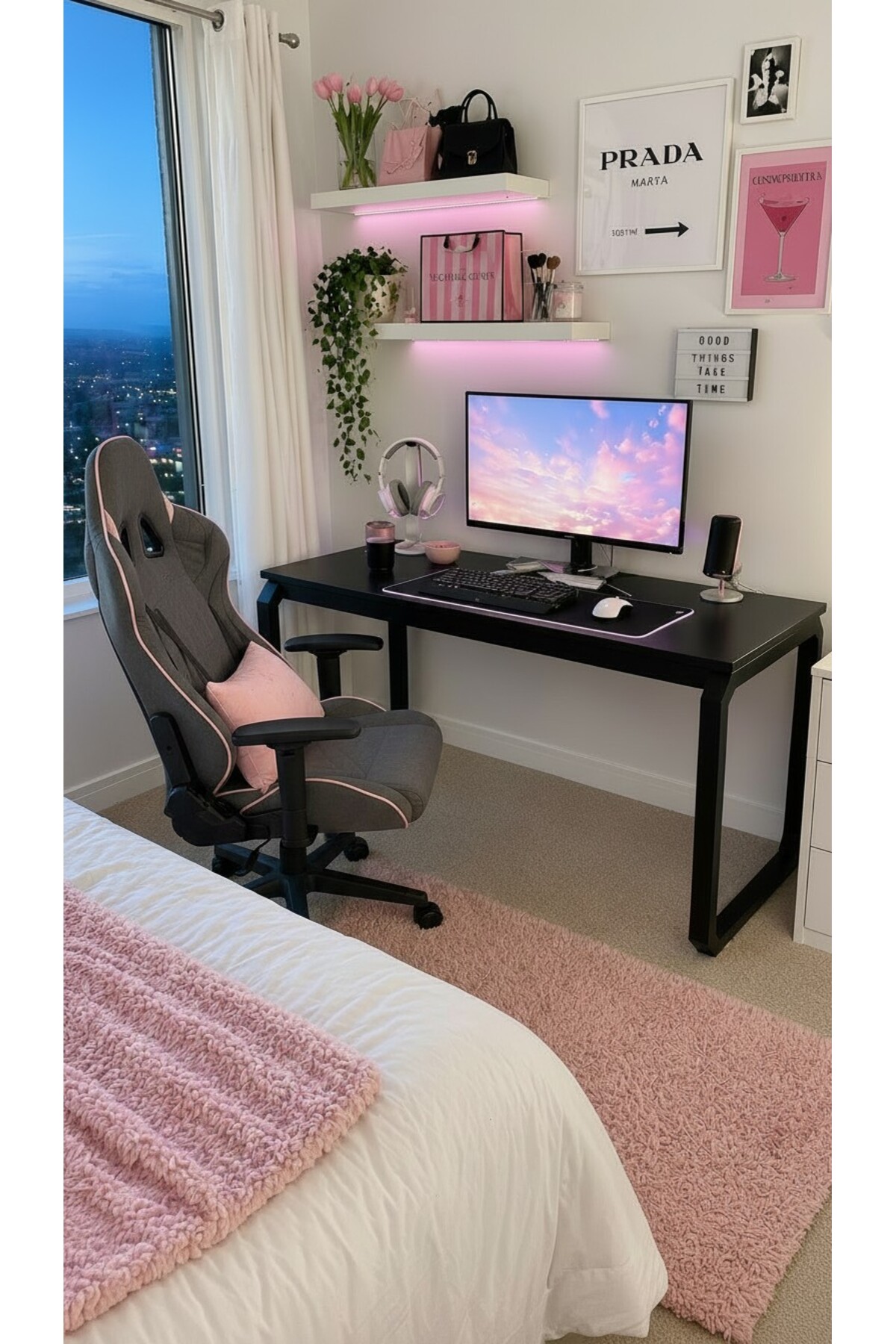 Computer Desk Anthracite | Gamer & Desk Wide Design 140x72x50 cm