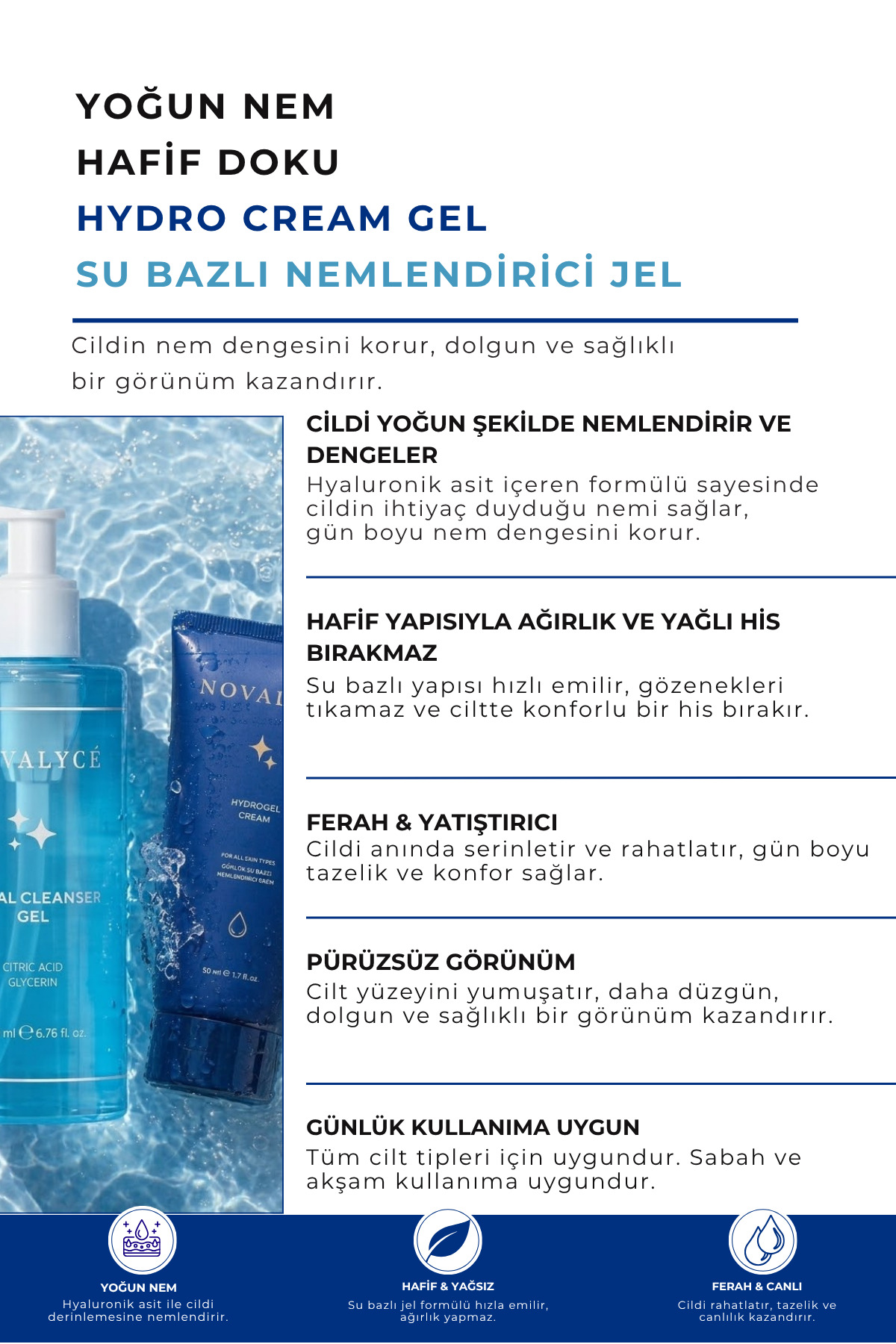 Yüz Yıkama Jeli Nemlendirici Krem Bariyer Onarıcı İkili Cilt Bakım Seti 200ml+50ml — NovalyceJelveNemlendiriciKremSeti — تصویر 4 از 5