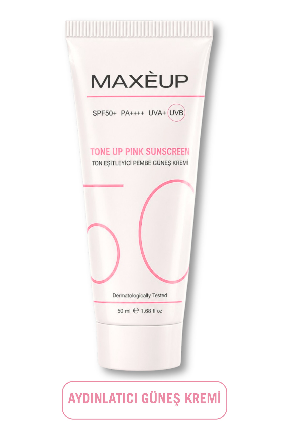 SPF 50+ Ton Eşitleyici Pembe Güneş Kremi | Hyaluronik Asit | Aydınlatıcı | Renk Eşitleyici | 50 ml — MAXE02