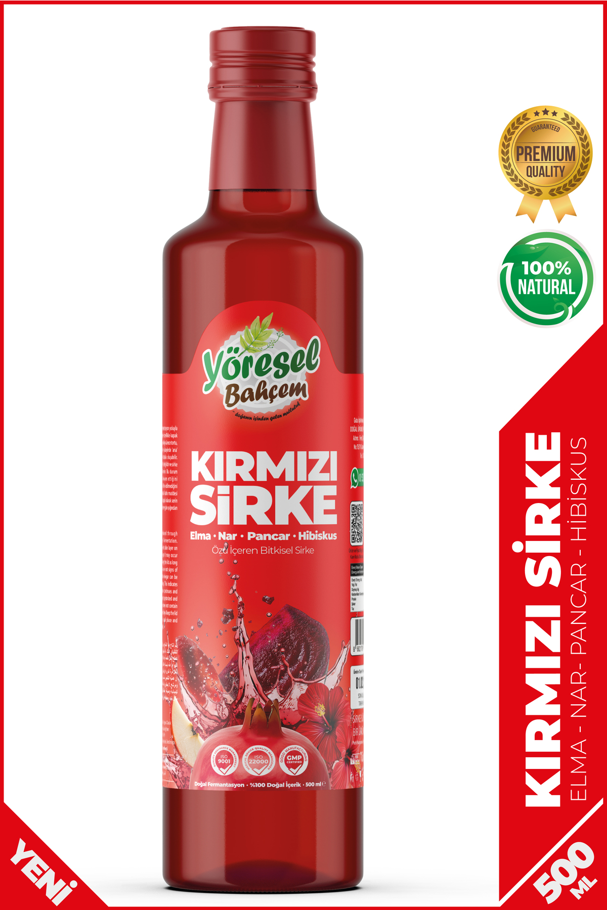 Yöresel Bahçem Kırmızı Sirke %100 Doğal Fermantasyon (500ml) - Fiyatı, Yorumları