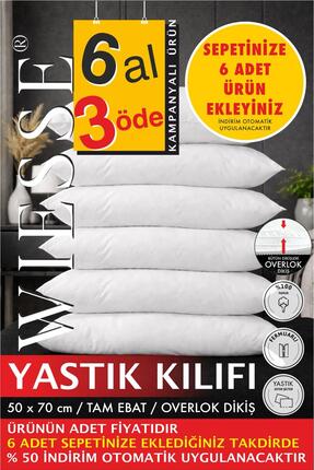 WİESSE YASTIK KILIFI - BEYAZ - PAMUKLU - FERMUARLI - 50x70 cm - 1 ADET FİYATIDIR