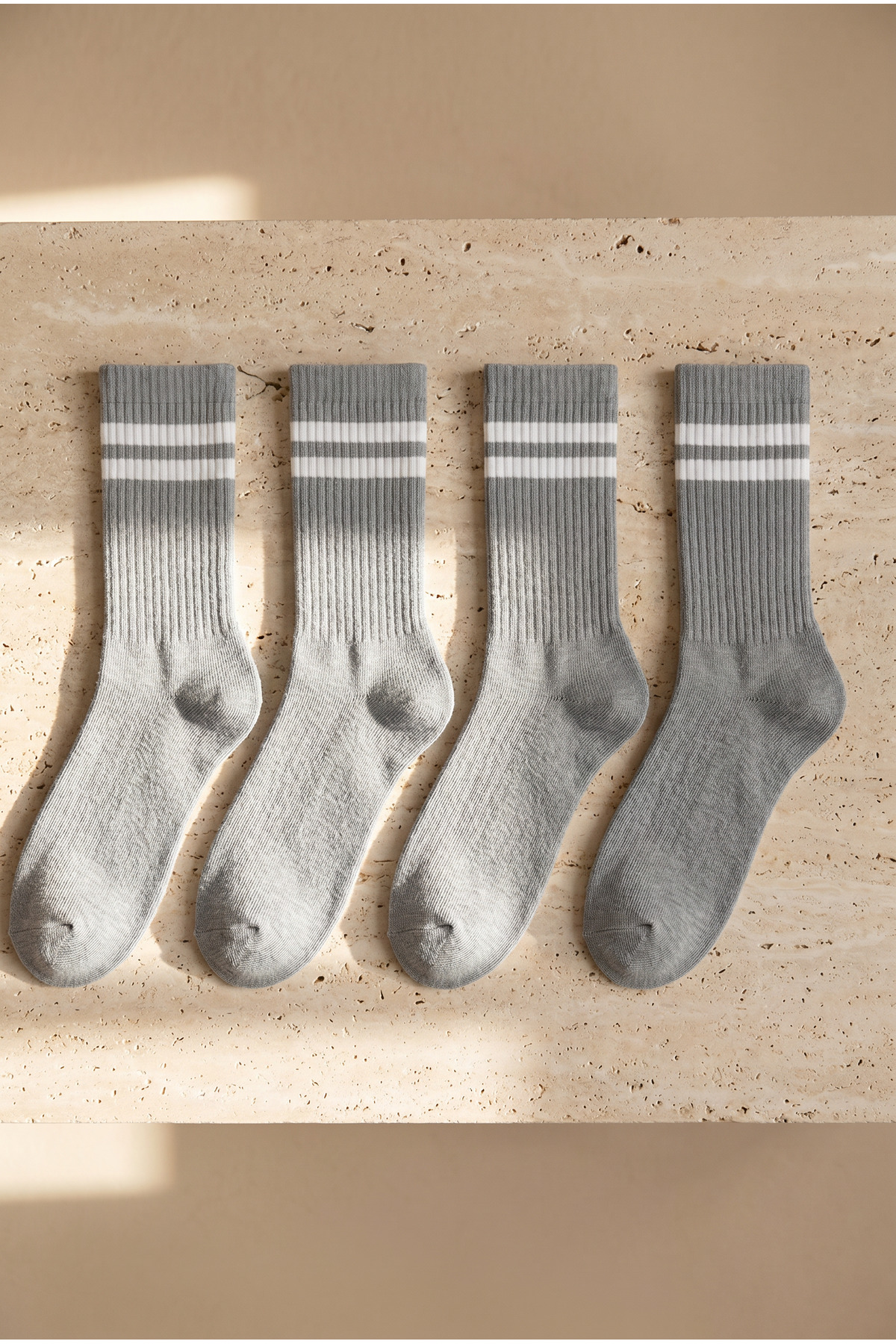 4-Pack Striped Socket Socks Gray