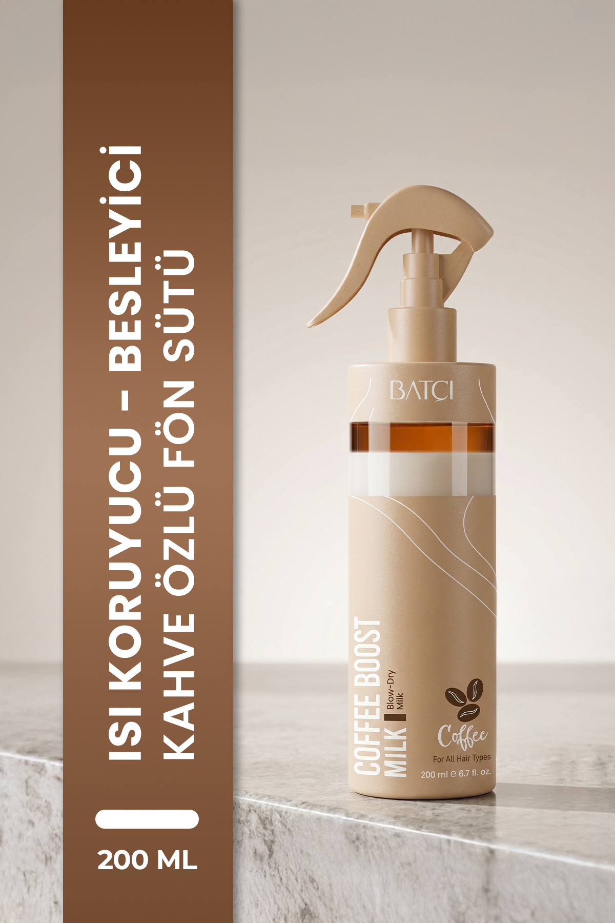 Batçı Hair Atelier Çift Fazlı Fön Suyu Kabaran Ve Elektriklenen Saçlar Için Kahveli Saç Fön Sütü 200 ml — 8684808759098