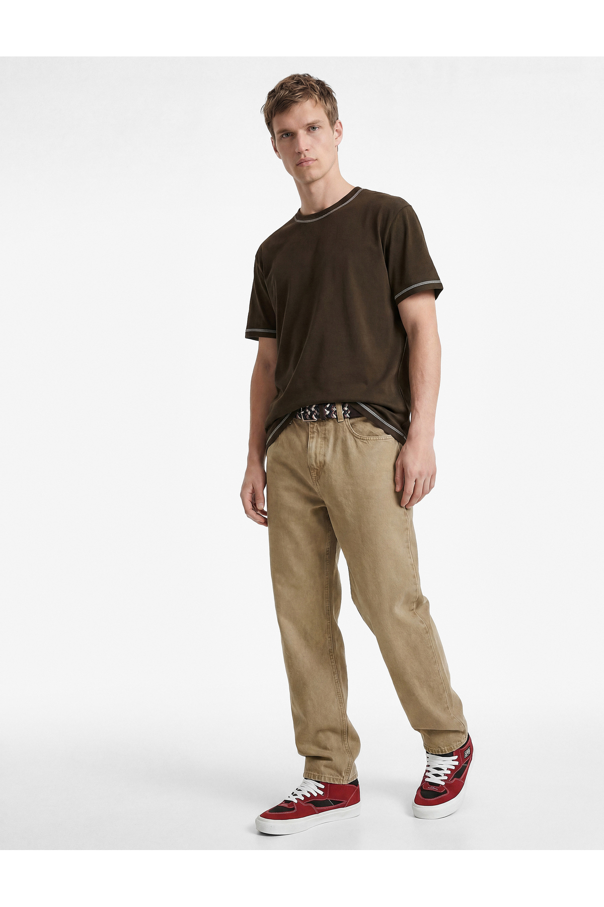 Koton Crew Neck Short Sleeve Oversize T-Shirt with Stitching Detail