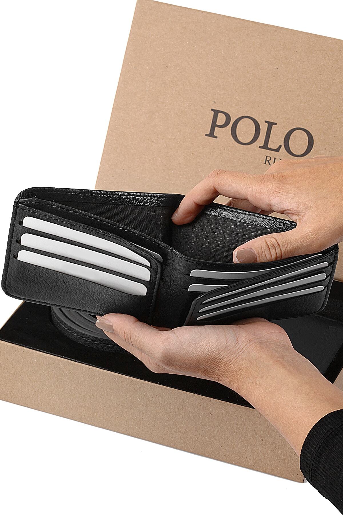 POLO Rucci Kutulu Erkek Siyah Set Kemer Cüzdan Hediye Seti görsel 5