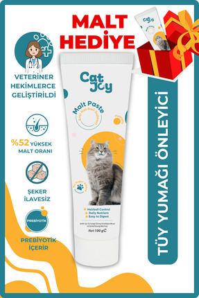 CATJOY Anti-hairball Kedi Maltı Macunu 100 gr - Kediler Için Tüy Yumağı Önley...