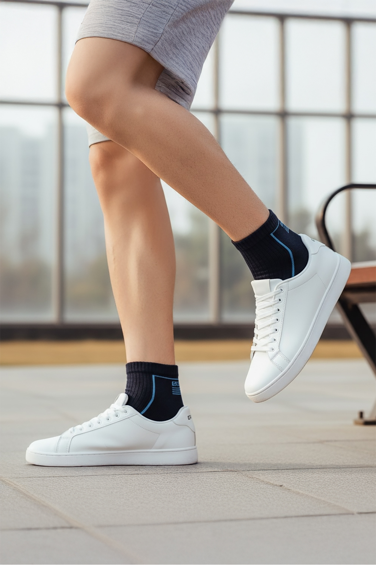Socketta 3'lü Lacivert Erkek Spor Pamuk Dikişsiz Esnek Patik Çorap - Premium görsel 4