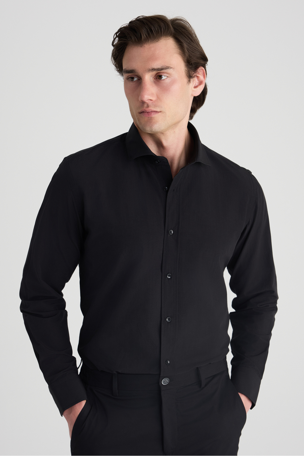 Ds Damat Slim Fit Siyah Nano Care Gömlek — مشکی 5HF02ORTSG01 — تصویر 4 از 6