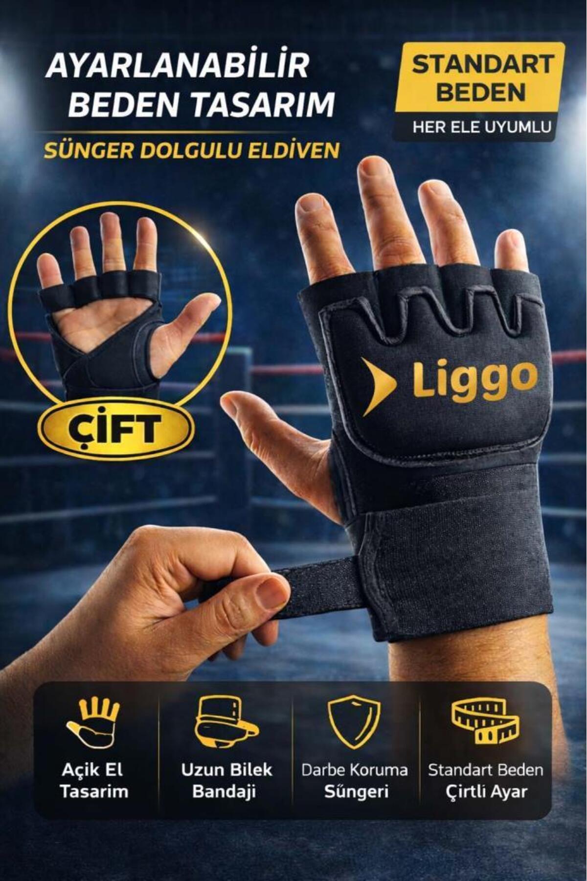 Liggo Ufc Boks Eldiveni Bilek Bandajlı Mma Eldiveni Torba Eldiveni Antrenman Eldiveni