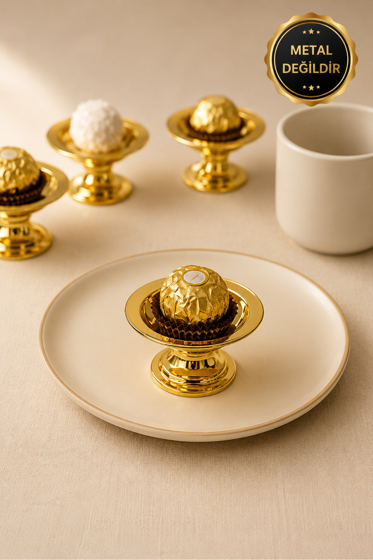 6-Piece Abs Decorative Gold Plated Sugar Bowl 6-Piece Macarons Coffee Side Turkish Delight Holder