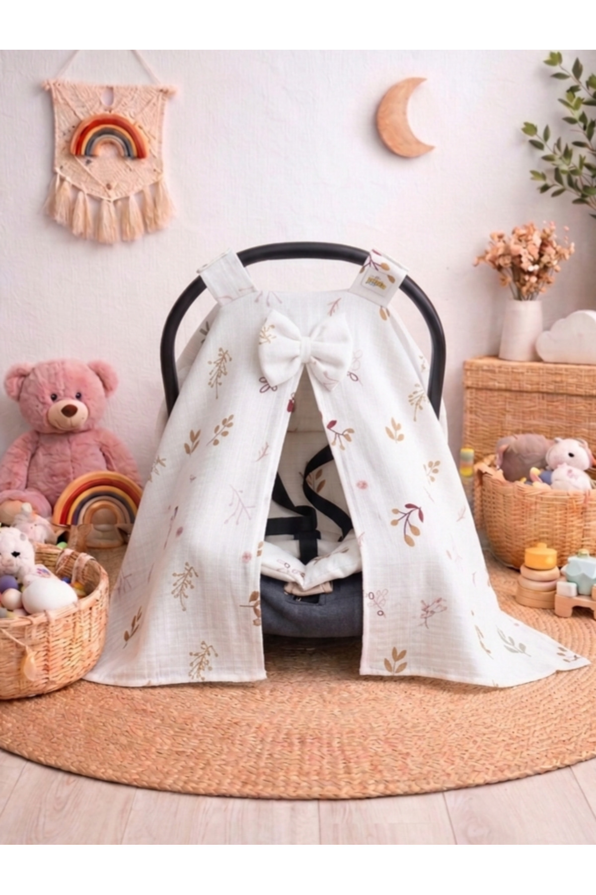 100% Organic Cotton Fabric Muslin Single Layer Cushion Stroller Cover Set