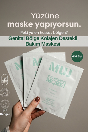 MUJ Genital Bölge Kolajen Destekli Bakım Maskesi - 4'lü Paket - pH Dengeli Ci...