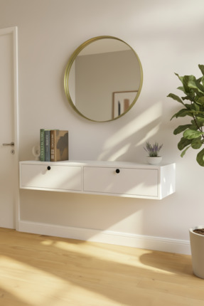 Tasaroma Modern Beyaz 2 Kapaklı Dresuar Dekoratif Antre & Salon Mobilya 100 c...