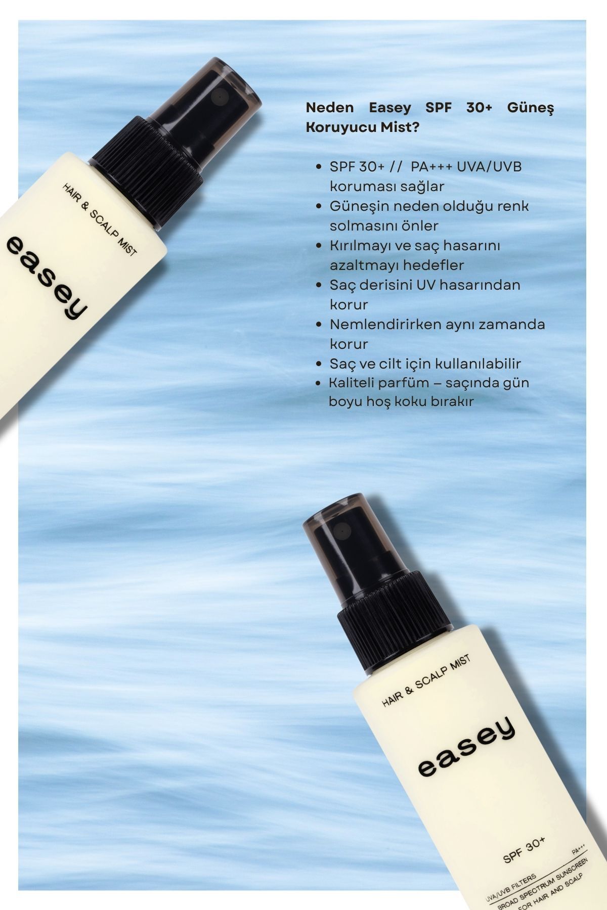 SPF 30+ Güneş Koruyucu Saç Spreyi Mist Renk Koruyucu Kırılma Karşıtı Saç Nemlendirici Yumuşatıcı — TYCU22IVXN171951427453607 — تصویر 3 از 4