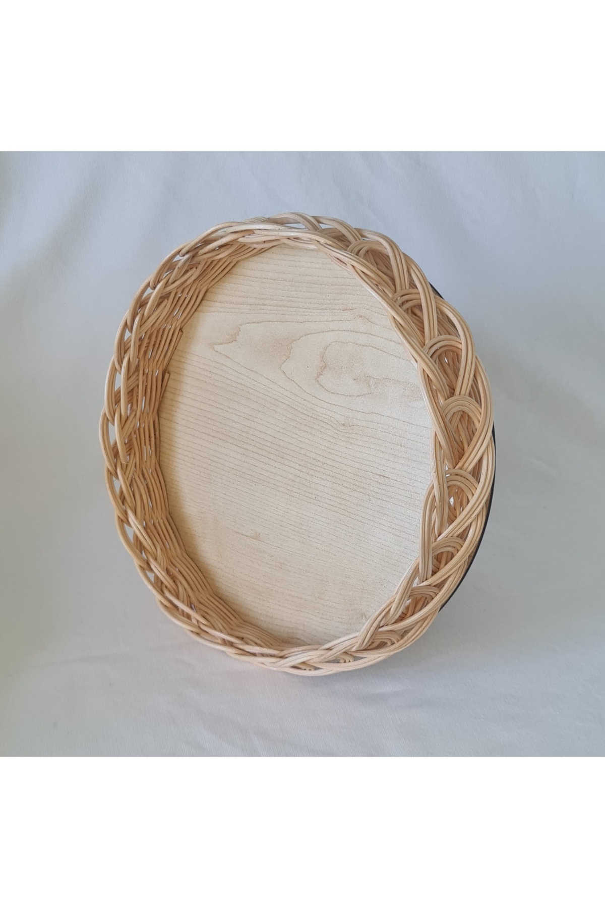 El Yapımı Bambu Rattan Örgü Yuvarlak Dekoratif Tepsi 25cm