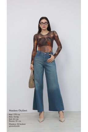 Ucajean UCA JEAN Kadın Yüksek Bel Geniş paça Wide Leg Jean Pantolon