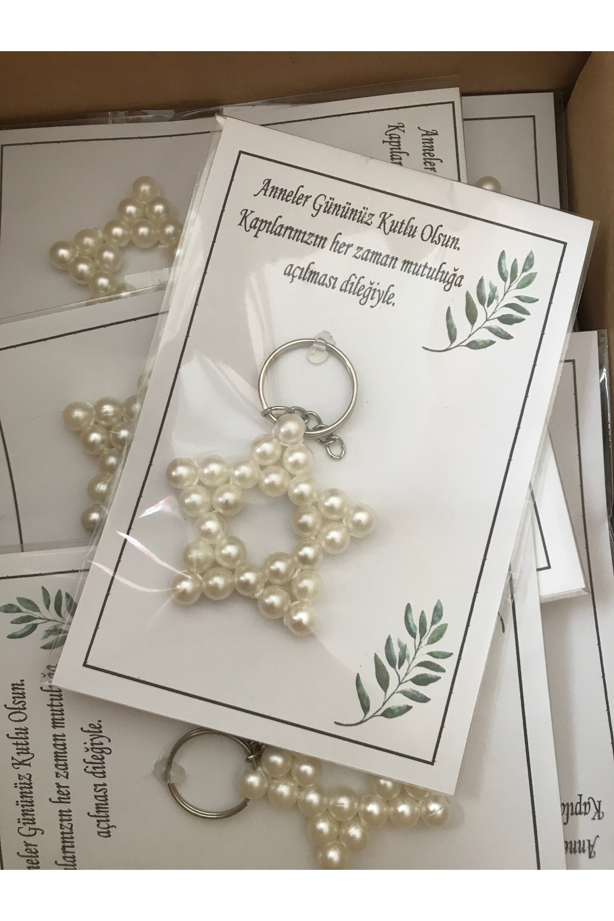 Mother's Day Gift Pearl Star Bead Keychain (12pcs)